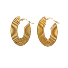 Load image into Gallery viewer, 9ct Gold Patterned Oval Creole Earrings
