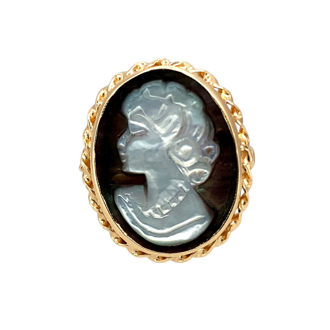 9ct Gold & Grey Cameo Set Ring