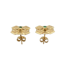 Load image into Gallery viewer, 9ct Gold &amp; Green Stone Celtic Stud Earrings
