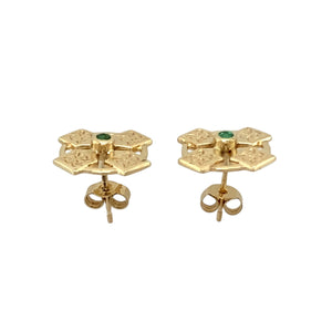 9ct Gold & Green Stone Celtic Stud Earrings