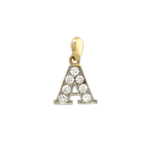 9ct Gold & Cubic Zirconia Set 'A' Initial Pendant