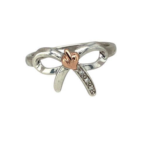 925 Silver & Diamond Set Clogau Bow Ring