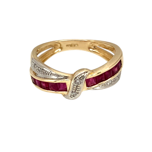 9ct Gold Diamond & Ruby Set Ring