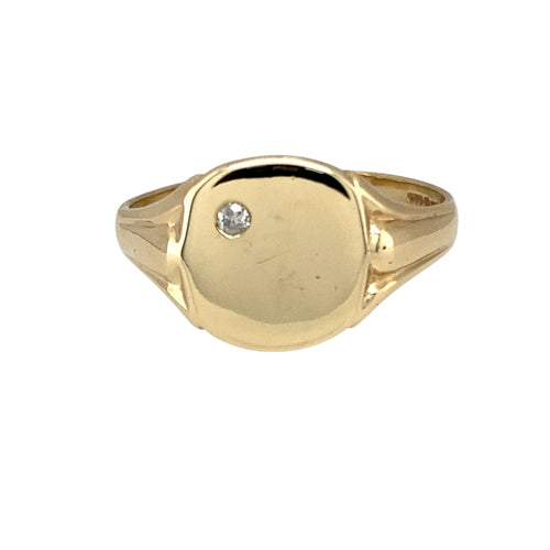 9ct Gold & Diamond Set Signet Ring