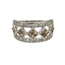 Load image into Gallery viewer, 9ct White Gold &amp; Diamond Set Patterned Wide Band Ring
