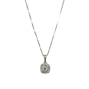 9ct White Gold & Diamond Set Halo 16" Necklace