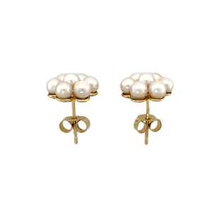 9ct Gold & Pearl Set Flower Stud Earrings