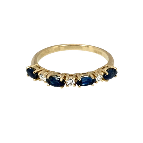 9ct Gold Diamond & Sapphire Set Band Ring