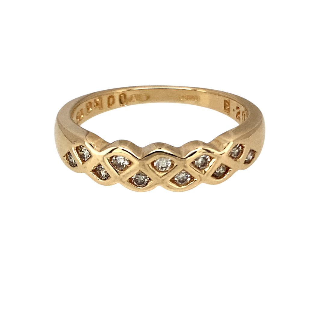 9ct Gold & Diamond Set Criss Cross Band Ring