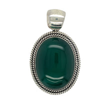 Load image into Gallery viewer, 925 Silver &amp; Green Stone Set Oval Pendant
