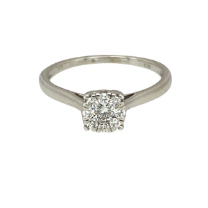 9ct White Gold & Diamond Illusion Set Solitaire Ring