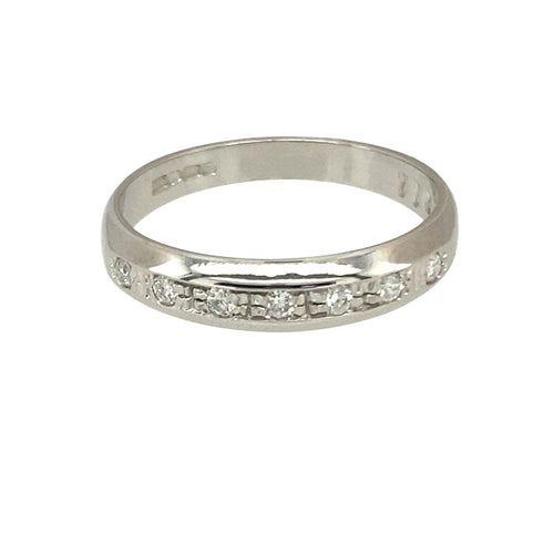 9ct White Gold & Diamond Set Band Ring