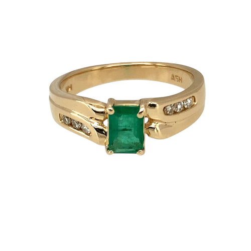 14ct Gold Diamond & Emerald Set Ring