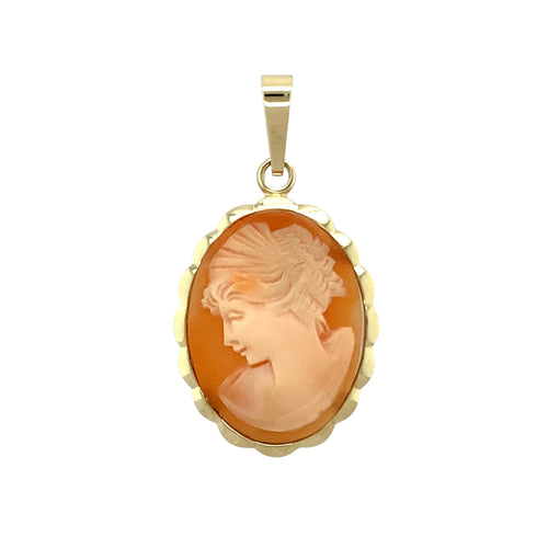 9ct Gold & Cameo Set Oval Pendant