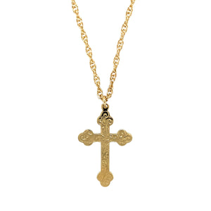 9ct Gold Engraved Cross 16" Necklace