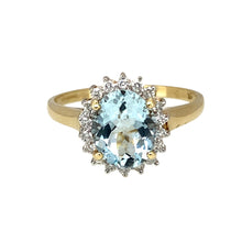 Load image into Gallery viewer, 9ct Gold Diamond &amp; Aquamarine Set Cluster Ring
