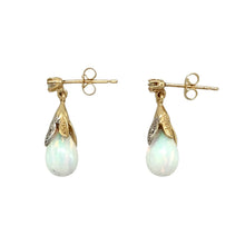 Load image into Gallery viewer, 9ct Gold Diamond &amp; Opalique Set Drop Earrings
