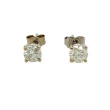 Load image into Gallery viewer, Preowned 18ct White Gold &amp; Diamond Set Stud Earrings with the weight 1.30 grams. Each stud has a diamond which is approximately 0.52ct of diamond content. The diamonds are approximate clarity i2-3 and colour H
