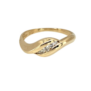 9ct Gold & Diamond Set Swirl Twist Band Ring