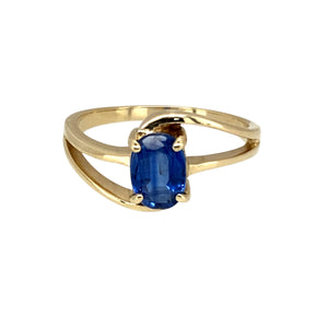 9ct Gold & Blue Stone Set Twist Ring