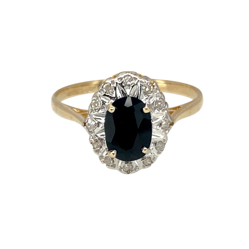 9ct Gold Diamond & Sapphire Set Cluster Ring