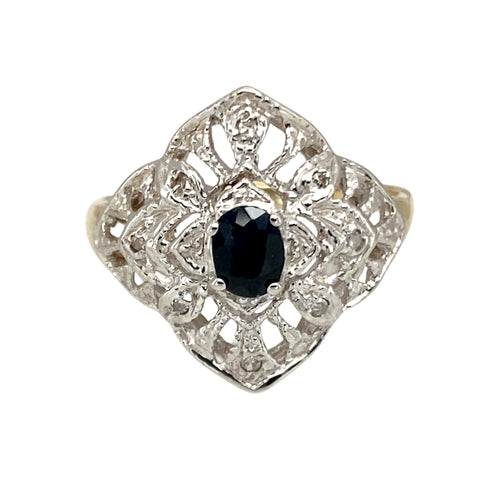 9ct Gold Diamond & Sapphire Set Dress Ring