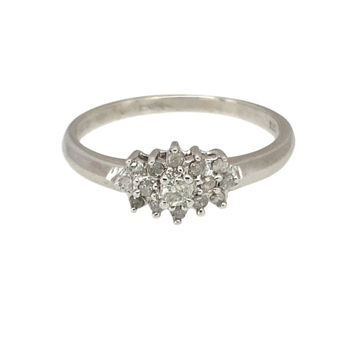 9ct White Gold & Diamond Set Cluster Ring