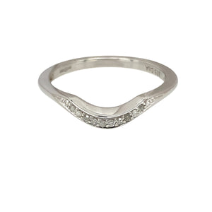 9ct White Gold & Diamond Set Curved Wishbone Style Ring