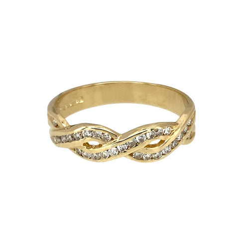 9ct Gold & Diamond Set Twist Band Ring