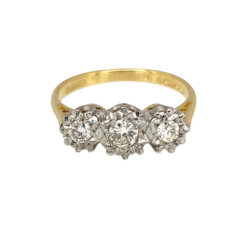 18ct Gold & Diamond Illusion Set Trilogy Ring