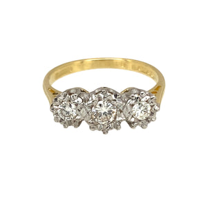 18ct Gold & Diamond Illusion Set Trilogy Ring