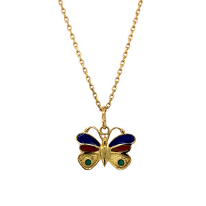 18ct Gold Enamelled Butterfly 18" Necklace