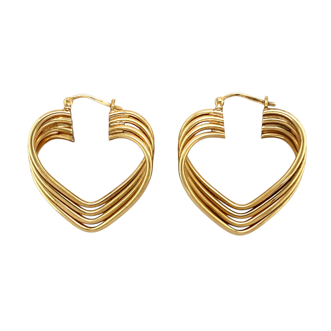 9ct Gold Tube Heart Creole Earrings