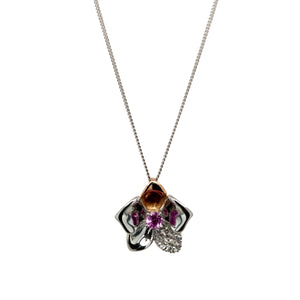 925 Silver & White and Pink Topaz Set Clogau Orchid 18" Necklace