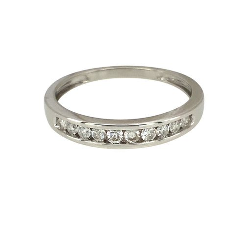 9ct White Gold & Diamond Set Band Ring