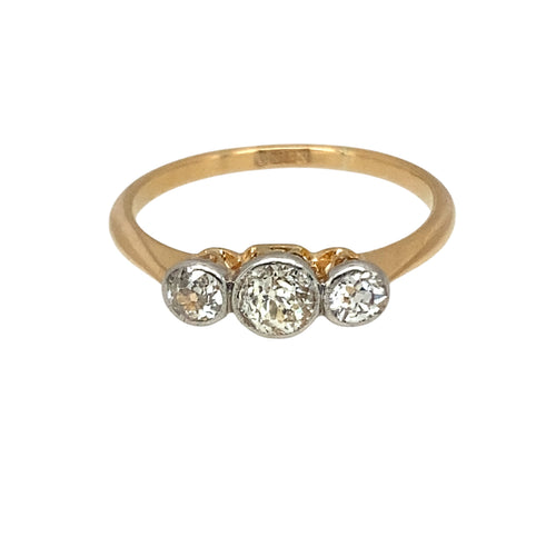 18ct Gold & Diamond Rubover Set Trilogy Ring