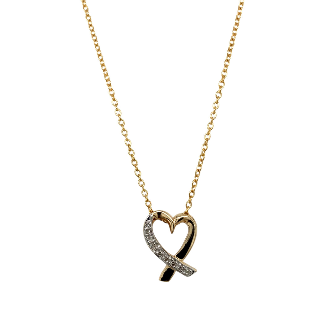 9ct Gold & Diamond Set Open Heart 16