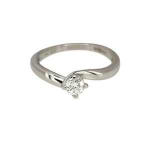 18ct White Gold & Diamond Set Solitaire Twist Ring