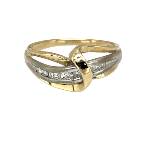 9ct Gold & Diamond Set Overlap Swirl Ring