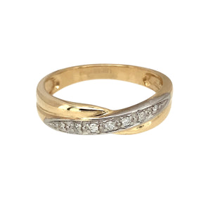 9ct Gold & Diamond Set Crossover Band Ring