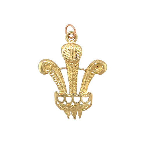 9ct Gold Welsh Three Feathers Pendant