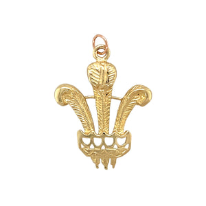 9ct Gold Welsh Three Feathers Pendant