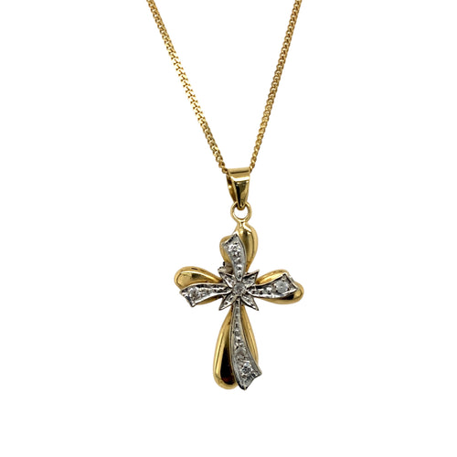 18ct Gold & Diamond Set Cross 18