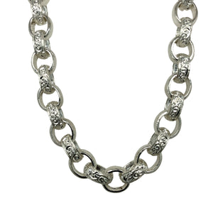 New 925 Silver 24" Patterned Belcher Chain 76 grams