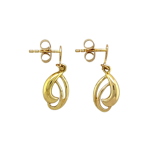 9ct Gold Swirl Drop Earrings