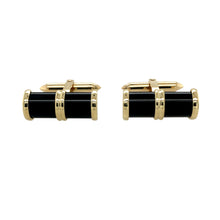 Load image into Gallery viewer, Preowned 9ct Yellow Gold &amp; Black Stone Cufflinks with the weight 8 grams
