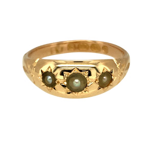 18ct Gold & Seed Pearl Set Vintage Style Ring