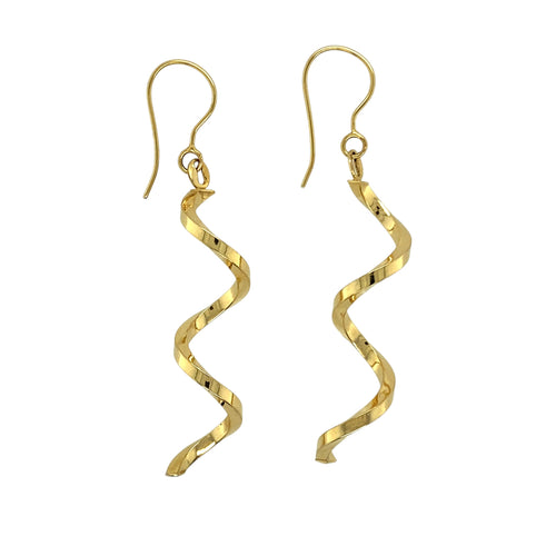 9ct Gold Swirl Drop Earrings