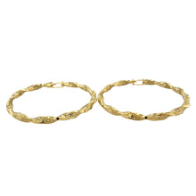 Load image into Gallery viewer, New 9ct Yellow Gold 57mm Greek Key Twisted Creole Hoop Earrings with the weight 5.40 grams
