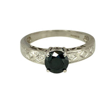 Load image into Gallery viewer, 9ct White Gold &amp; Black Stone Set Solitaire Ring
